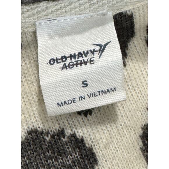Old Navy Active Animal Print Ivory Black Fleece Jacket Women's Small - Picture 8 of 8
